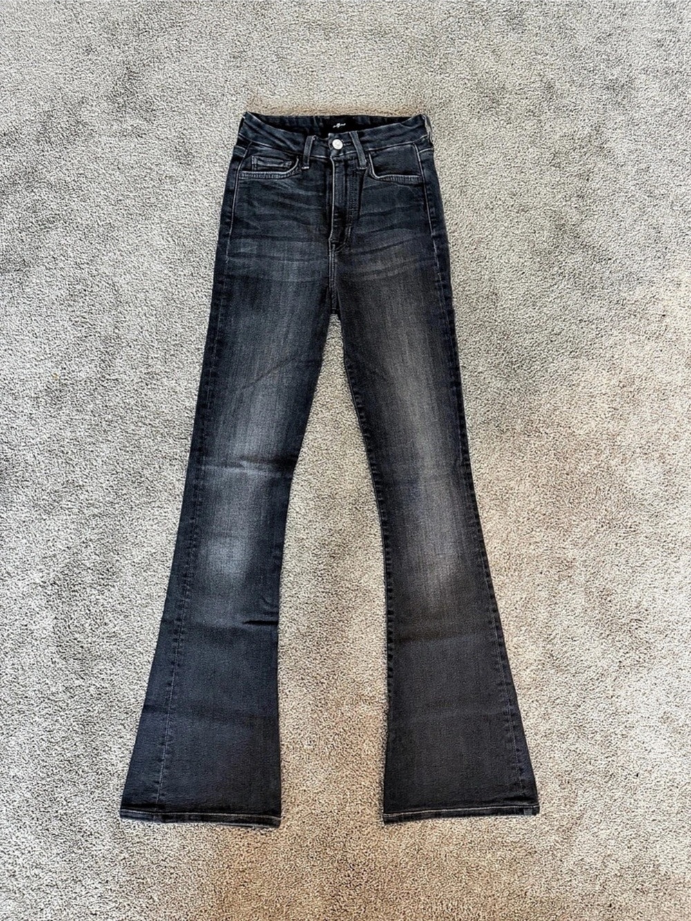 7 For All Mankind Dark Grey No Filter Denim Ultra High Rise Skinny Boot Ultra Hi